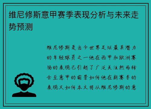 维尼修斯意甲赛季表现分析与未来走势预测